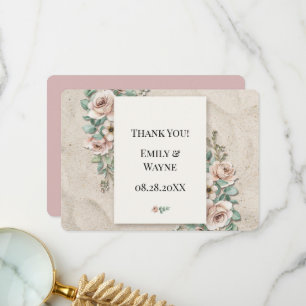 Sand-Off + White Sage Grüne Florale Hochzeit Dankeskarte