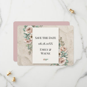 Sand-Off + White Sage Grüne Florale Hochzeit Save The Date