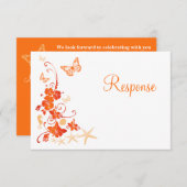 Sand, Orange, White Tropical Beach RSVP Card Einladung (Vorne/Hinten)