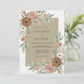 Sand Organic Desert Wedding Einladung (Stehend Vorderseite)