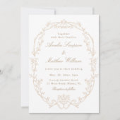 Sand Ornate Floral Frame Wedding Einladung (Vorderseite)