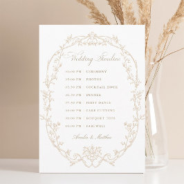 Sand Ornate Floral Frame Wedding Timeline Programm