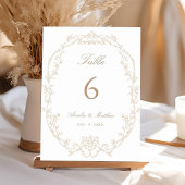 Sand Ornate Floral Frame Wedding Tischnummer