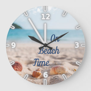 Sand Ozean Himmel, Strand, Muscheln Große Wanduhr