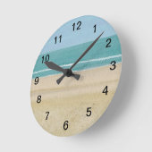 Sand-Ozean-Himmel-Wellen-Strand-Wanduhr Runde Wanduhr (Winkel)