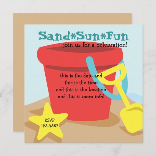 Sand Pail Einladung (Vorne/Hinten)