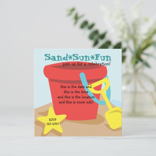 Sand Pail Einladung (Stehend Vorderseite)
