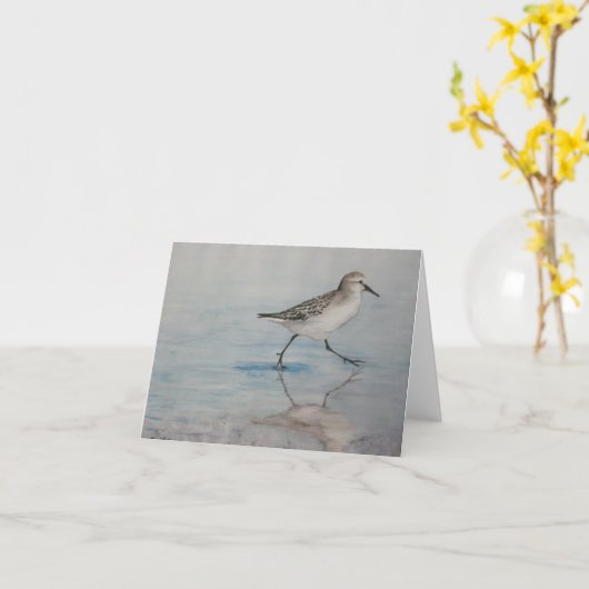 Sand-Pfeifer-Vogel-Kunst Notecard Karte (Gelbe Blume)