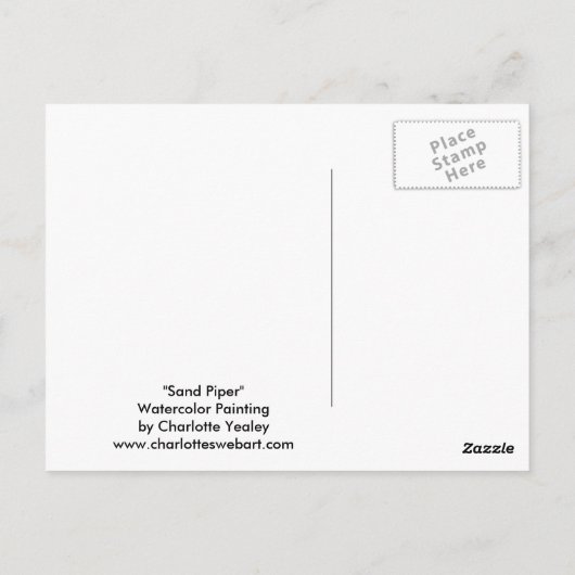 Sand Piper Bird Art Postkarte (Rückseite)