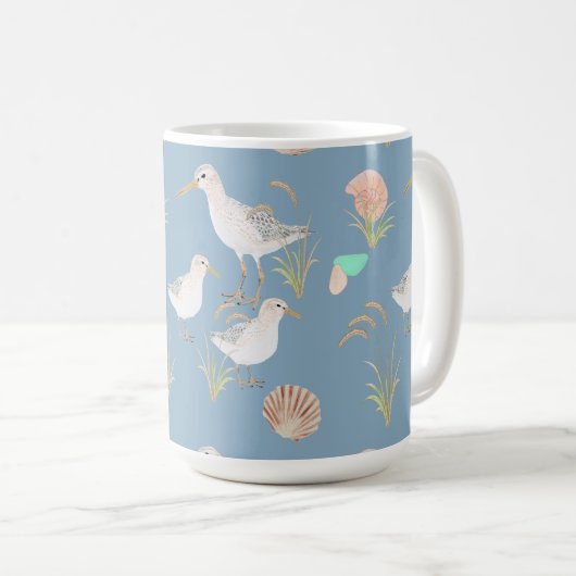 Sand Pipers Sea Grass Seashells Kaffeetasse (VorderseiteRechts)