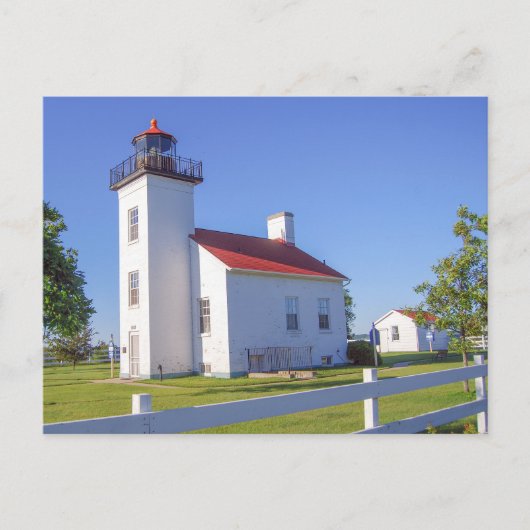 Sand Point Leuchtturm, Escanaba, Michigan Postkarte (Vorderseite)