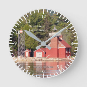 Sand Point Lighthouse Baraga clock Runde Wanduhr