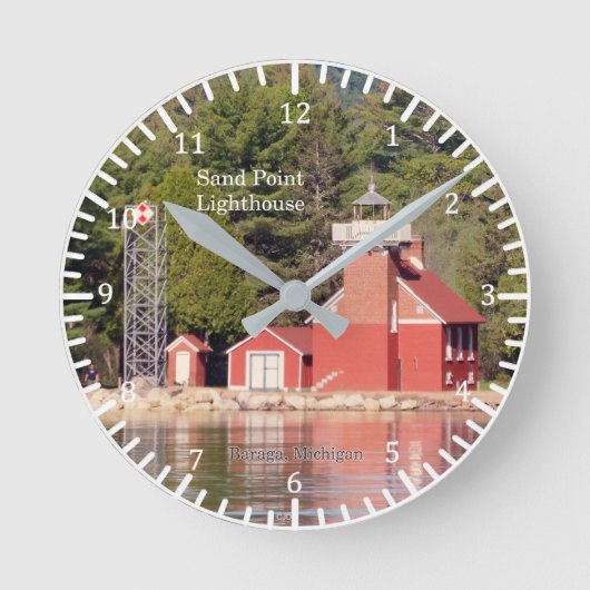 Sand Point Lighthouse Baraga clock Runde Wanduhr (Vorderseite)