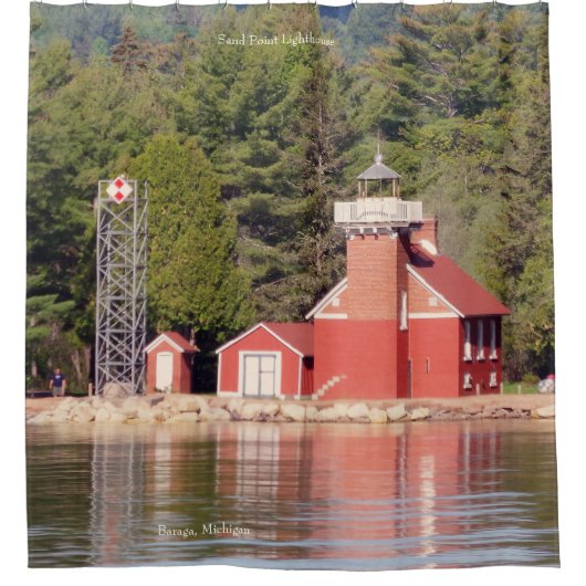 Sand Point Lighthouse Baraga Duschvorhang (Vorderseite)