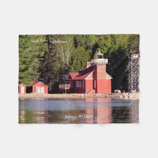 Sand Point Lighthouse Baraga Fleece Decke (Vorderseite (Horizontal))
