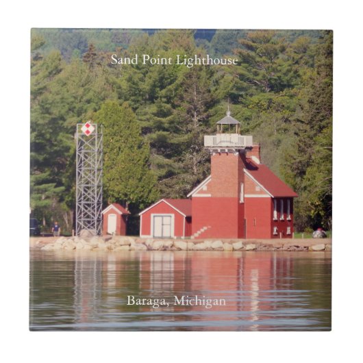 Sand Point Lighthouse Baraga Fliesen (Vorderseite)