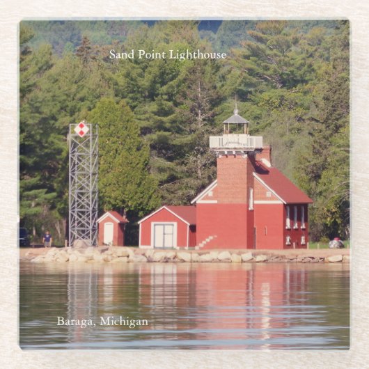 Sand Point Lighthouse Baraga Untersetzer (Vorderseite)