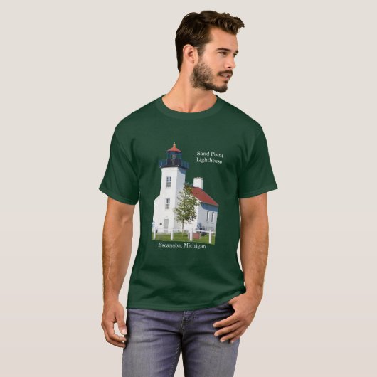 Sand Point Lighthouse Escanaba Shirt dunkel (Vorne ganz)