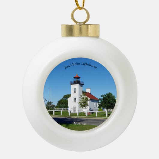 Sand Point Lighthouse Keramik Kugel-Ornament (Vorderseite)