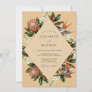 Sand-Protea-Tropische-Eukalyptus-Hochzeit Einladung