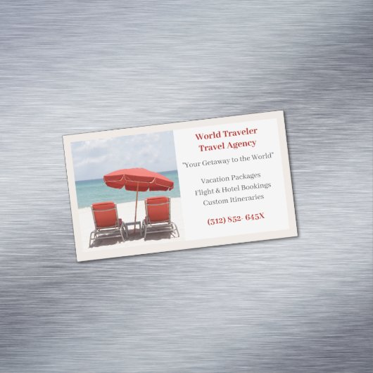 Sand Red Chairs Agency Reisebüro Agent Beach Magnetische Visitenkarte (Beispiel)