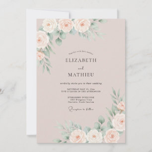 Sand Romantische Minimalistische Hochzeit Einladung