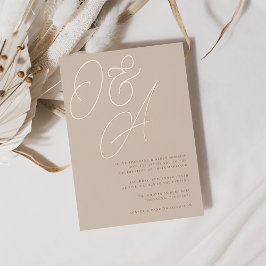 Sand | Rose Gold Script Monogram Wedding Folieneinladung