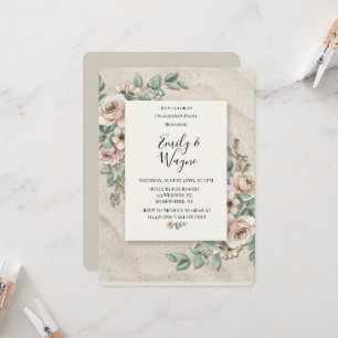 Sand-Sage-Grün-Floral-Verlobungsfeier Einladung