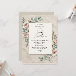 Sand-Sage-Grün Floraler Brunch & Sekt Einladung