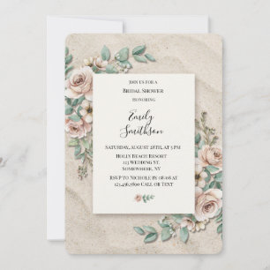 Sand-Sage-Grün Florales Brautbad Einladung