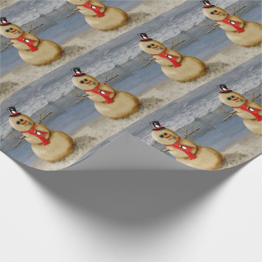 Sand-Schneemann auf der Küste Geschenkpapier (Ecke)