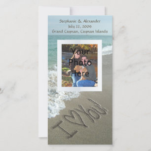 Sand Schreiben am Strand, ich liebe dich Fotokarte Ankündigung