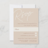 Sand | Script Watermark Meal Choice Wedding RSVP Karte (Vorderseite)