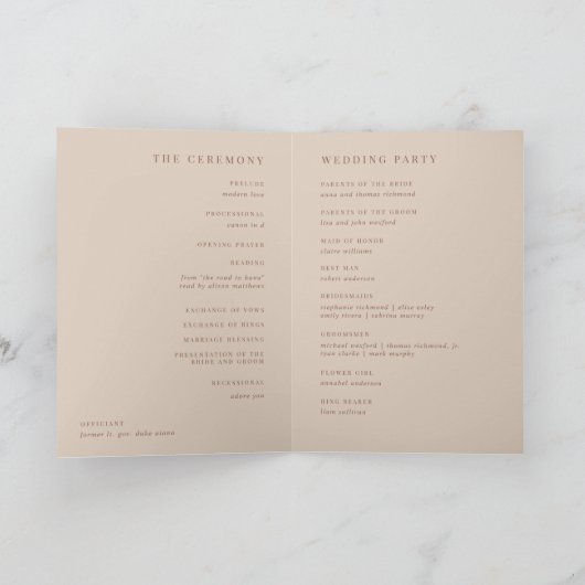 Sand | Script Watermark Monogram Wedding Program Programm (Innenseite)