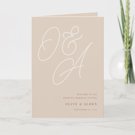 Sand | Script Watermark Monogram Wedding Program Programm (Vorderseite)