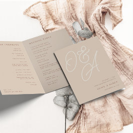 Sand | Script Watermark Monogram Wedding Program Programm