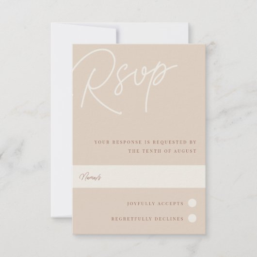 Sand | Script Watermark Traditionelle RSVP Karte (Vorderseite)