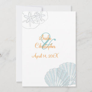 Sand+Sea/blue+orange/Hochzeitseinladungen Einladung