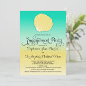 Sand & Sea Color Ombre Engagement Party Einladung (Stehend Vorderseite)