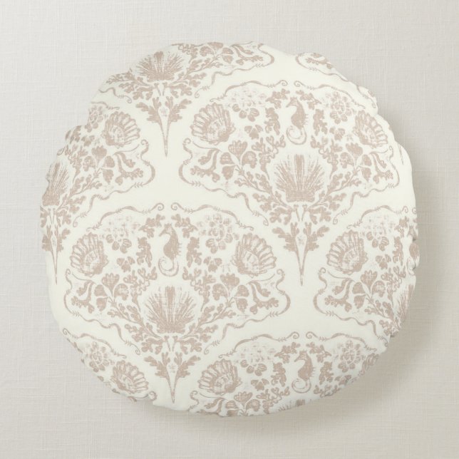Sand Seashell Beach Rundes Kissen (Vorderseite)