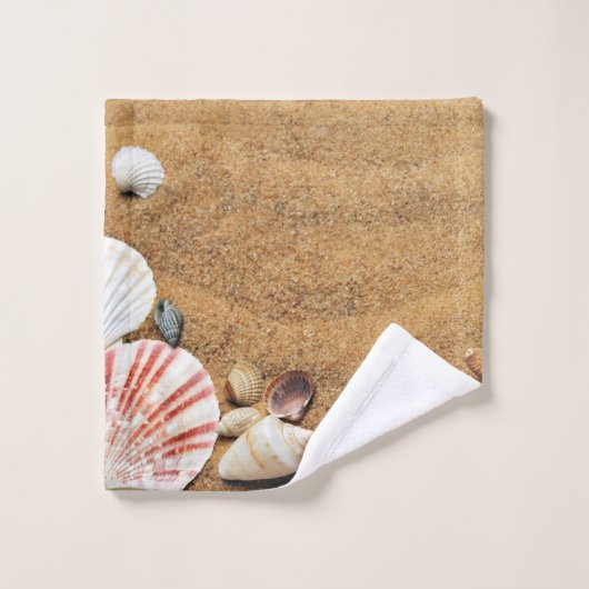 Sand Seashells Badezimmer Dekoratives Badetuch Set (Waschlappen)