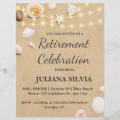 Sand Seashells Beach Retirement Party Flyer (Vorne)