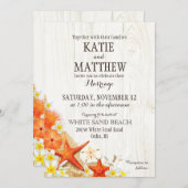 Sand Seashells Floral Beach Rustikale Hochzeit Einladung (Vorne/Hinten)