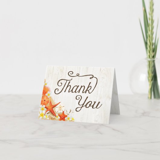 Sand Seashells Floral Rustikaler Strand Danke Kart (Vorderseite)