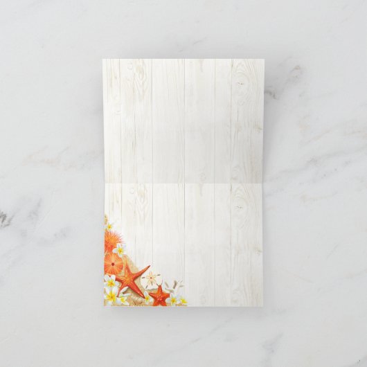 Sand Seashells Floral Rustikaler Strand Danke Kart (Innenseite)