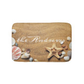 Sand Seashells Ocean Calligraphy Name Badematte (Vorderseite)