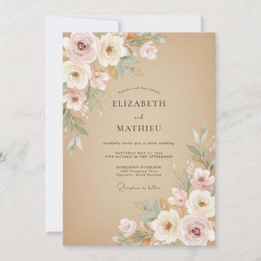 Sand Serene Rustikale Hochzeit Einladung (Vorderseite)