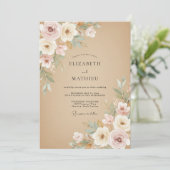 Sand Serene Rustikale Hochzeit Einladung (Stehend Vorderseite)