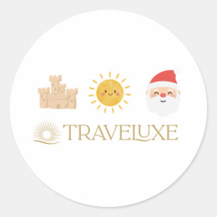 Sand, Sonne und Santa Runder Aufkleber