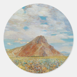 Sand Springs Butte von Childe Hassam, Vintage Art Runder Aufkleber